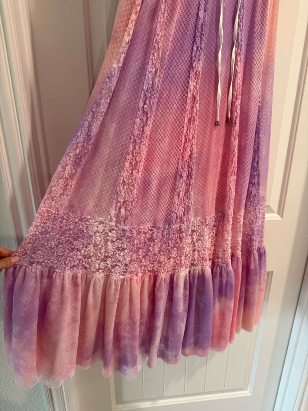 We are hah tie dye maxi dress beach dress boho dress colorful dress floral lace - Picture 3 of 8